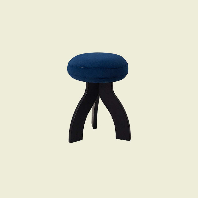 Vintage Triangle Base Wood Fabric Vanity Stool