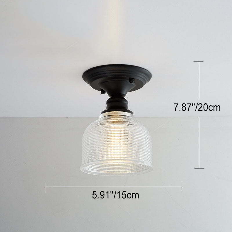 Nordic Vintage Glass Floral Geometry Semi-Flush Light