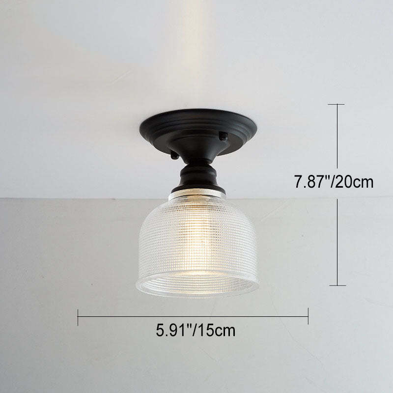 Nordic Vintage Glass Floral Geometry Semi-Flush Light