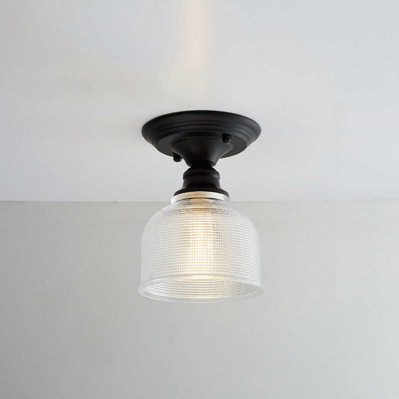 Nordic Vintage Glass Floral Geometry Semi-Flush Light