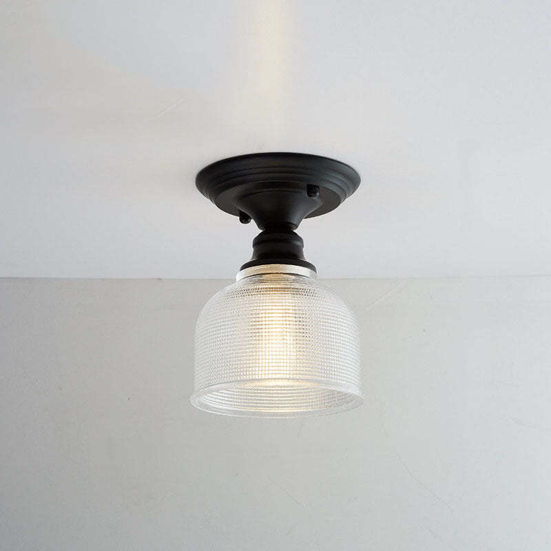 Nordic Vintage Glass Floral Geometry Semi-Flush Light