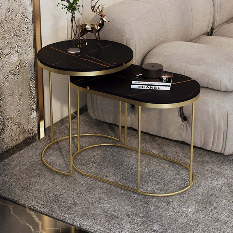 Luxury Oval Sintered Stone Nesting End Table