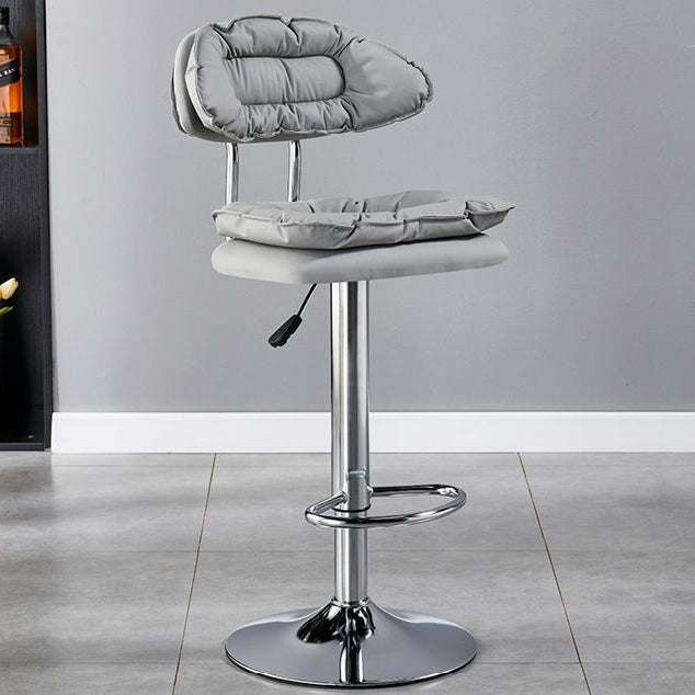 Modern Fabric Iron Semicircular Counter Stool — High / Light Gray / Chrome