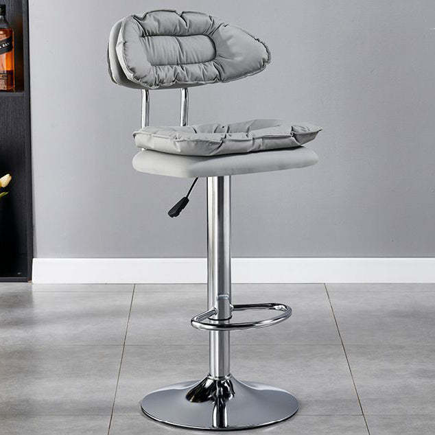 Modern Fabric Iron Semicircular Counter Stool — High / Light Gray / Chrome