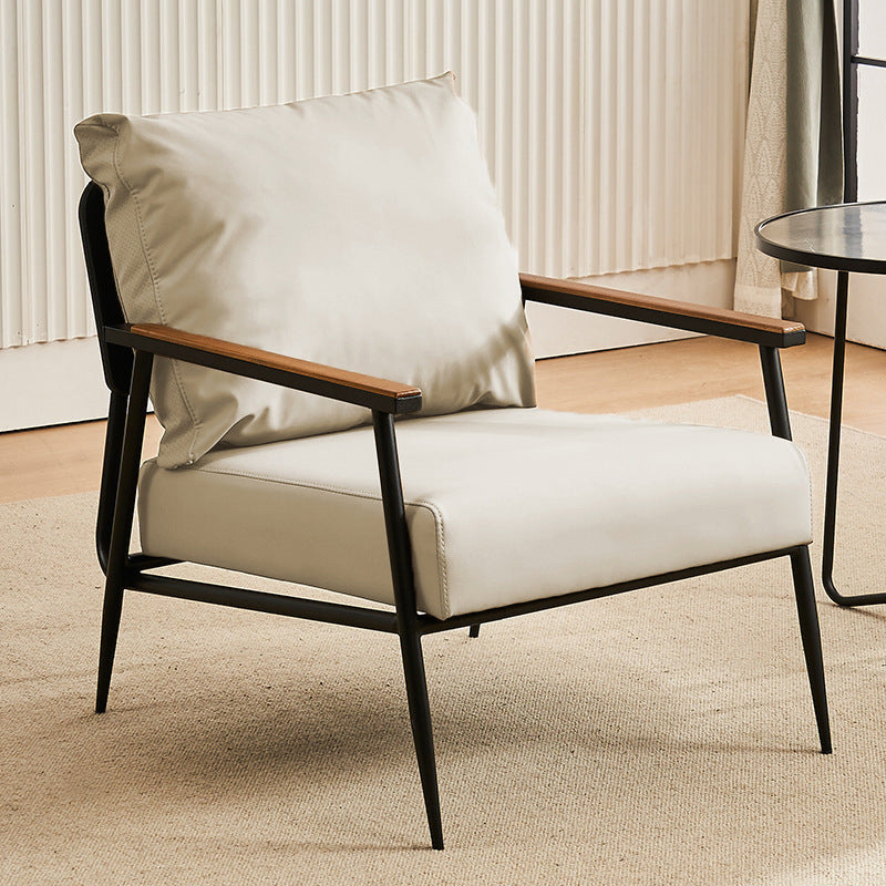 Vintage Cowhide Oak Metal Accent Chair