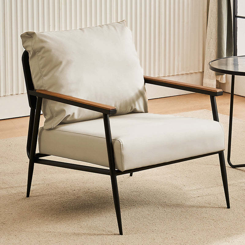 Vintage Cowhide Oak Metal Accent Chair