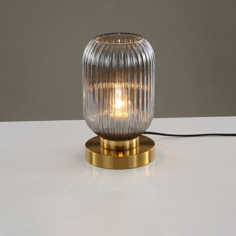 Nordic Striped Glass Oval Table Lamp