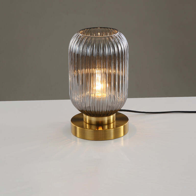 Nordic Striped Glass Oval Table Lamp