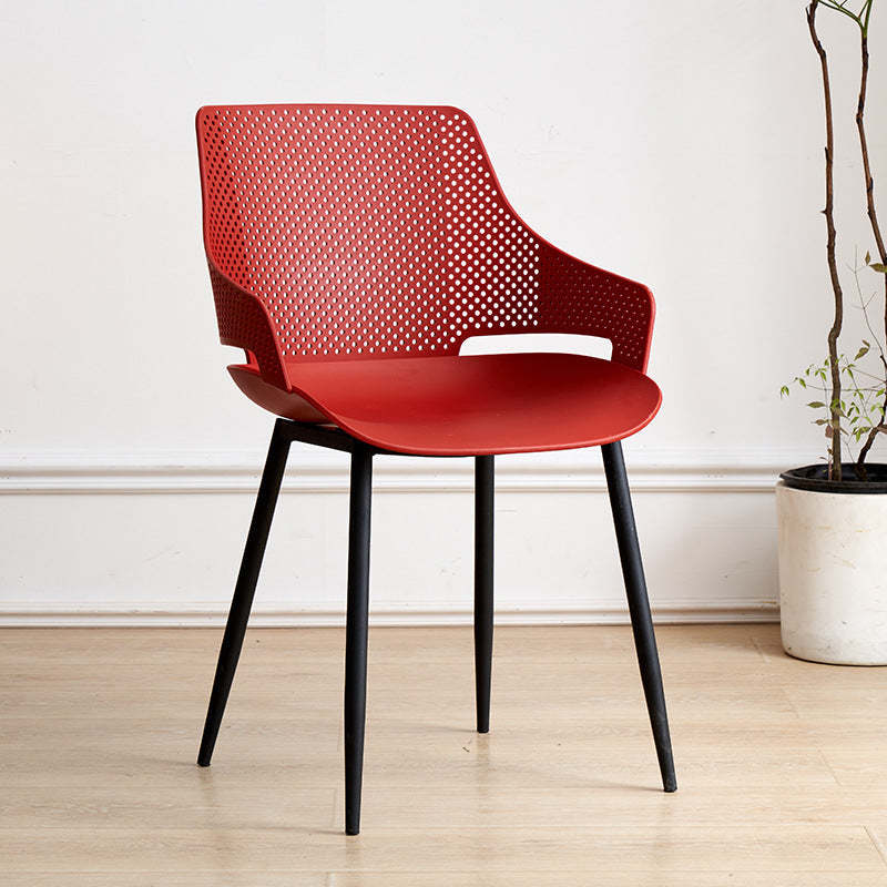 Minimalist Plastic Iron Dining Chair With Armrest