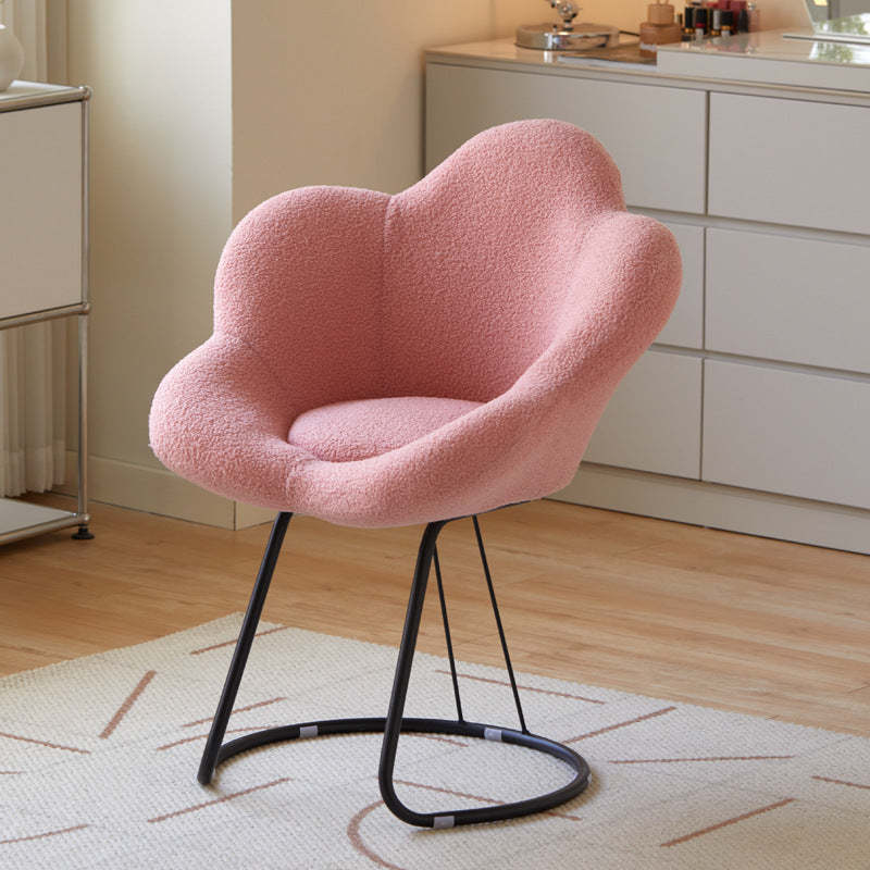 Minimalist Plum Lambswool Metal Vanity Stool