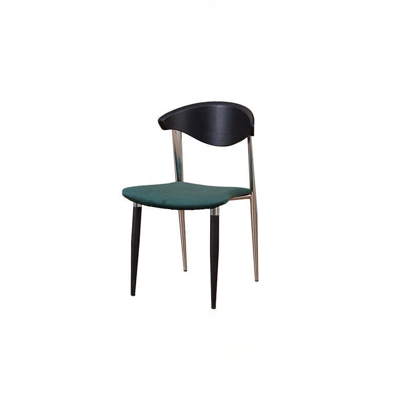 Retro Beech Iron Velvet Curved Dining Chair