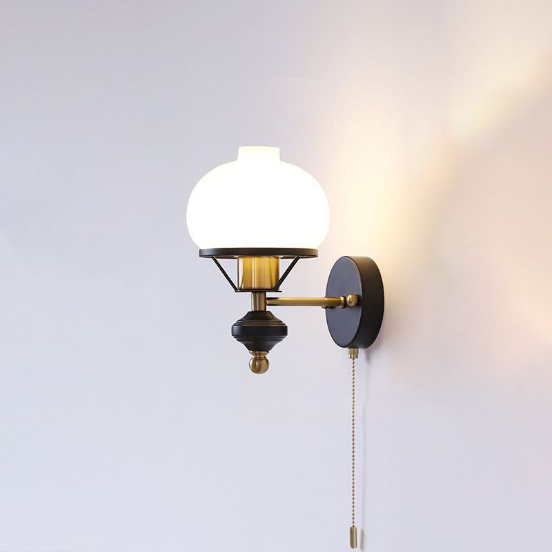 French Geometric Circle Glass Iron Sconce