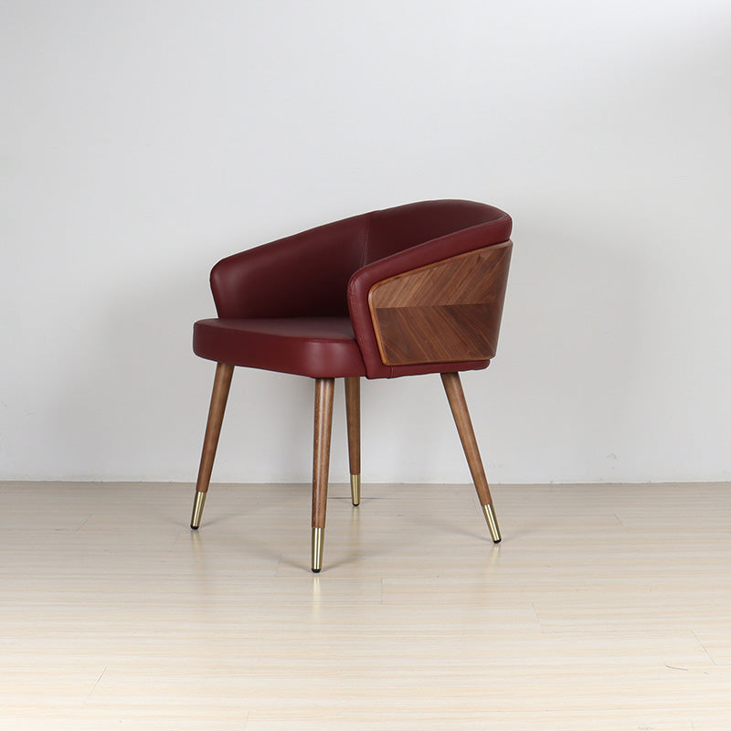 Curved PU Leather Wood Dining Chair