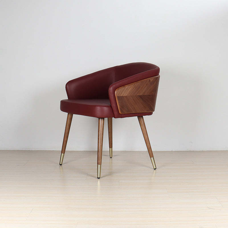 Curved PU Leather Wood Dining Chair
