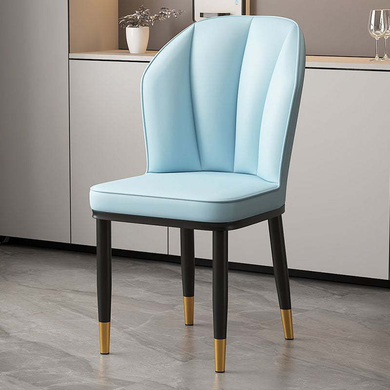 Modern PU Leather Wing-Back Dining Chair — Khaki + Black Legs