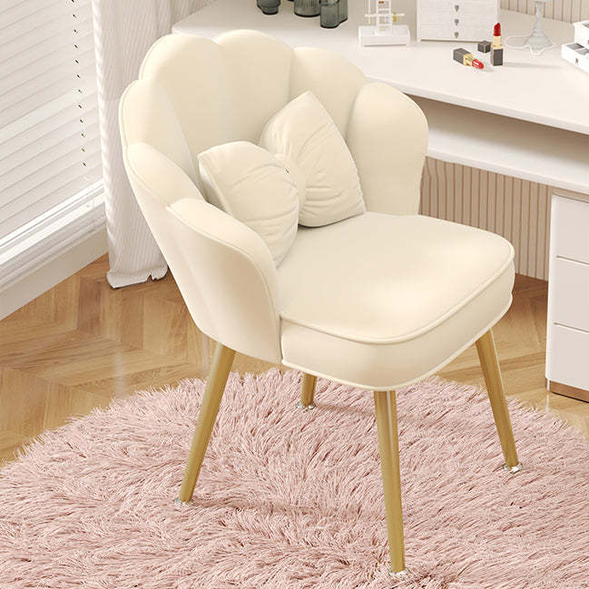 Minimalist Petal Fabric Wood Vanity Stool