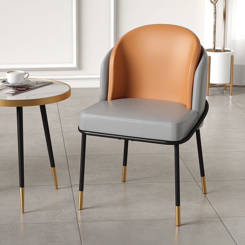 Nordic Leather Fabric Iron Wraparound Dining Chair