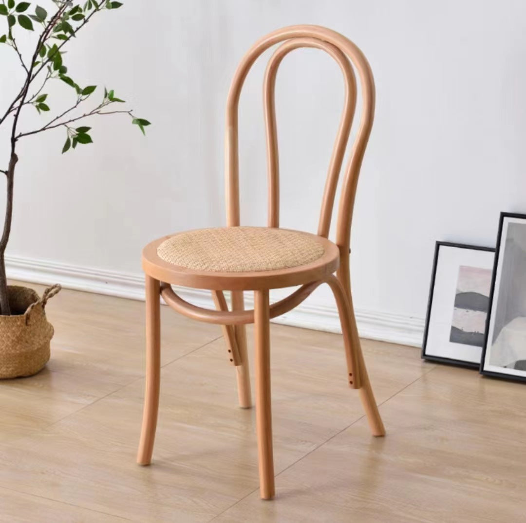 Chinese Wood Rattan Four-Leg Dining Chair