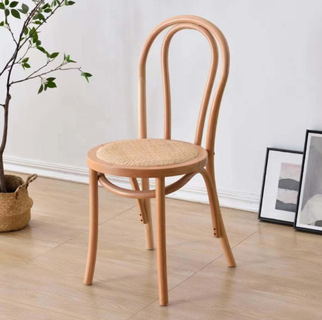 Chinese Wood Rattan Four-Leg Dining Chair