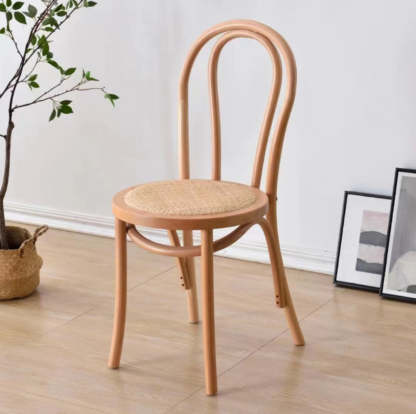 Chinese Wood Rattan Four-Leg Dining Chair
