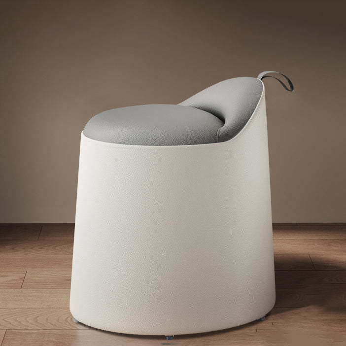 Gray leather wood aluminum vanity cylinder vanity stools - minimalist