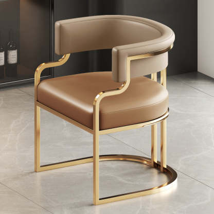 U-Shape Metal Leather Dining Armchair