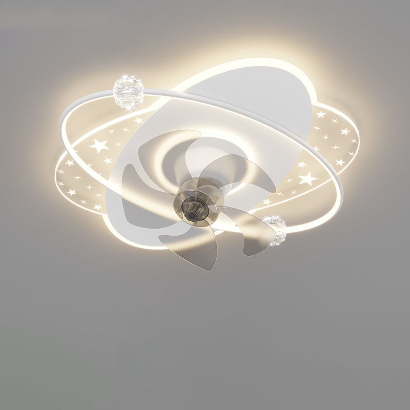 Contemporary Iron Acrylic Round LED Semi-Flush Fan Light