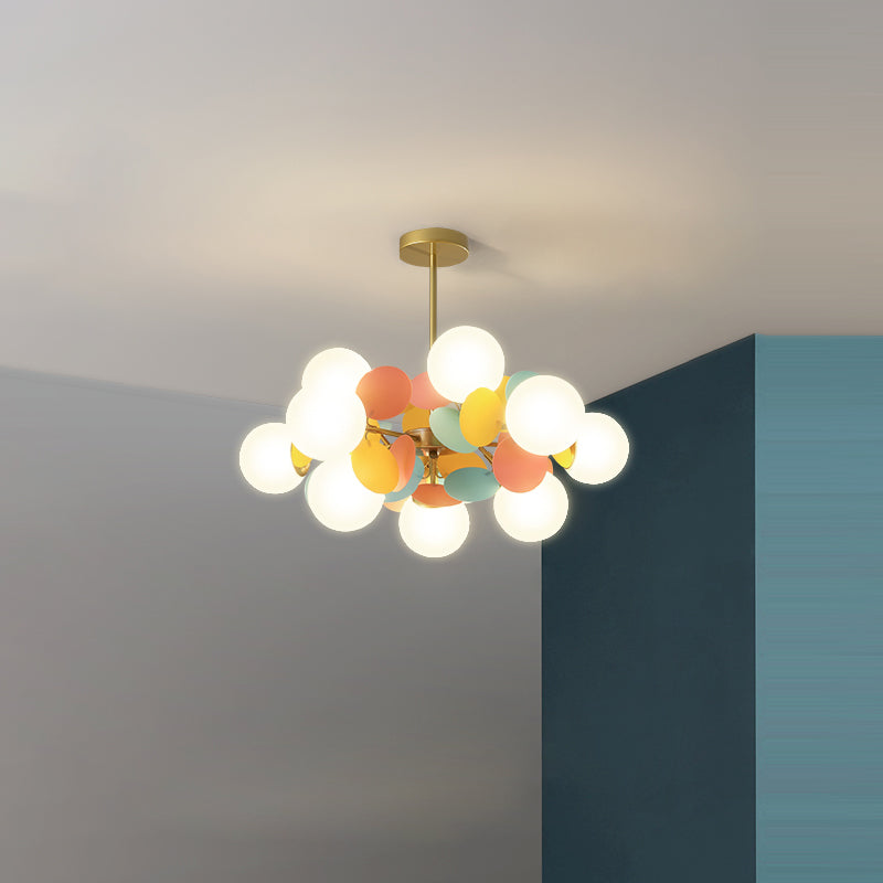 Nordic Iron Acrylic Glass Flower Branch Ball Chandelier