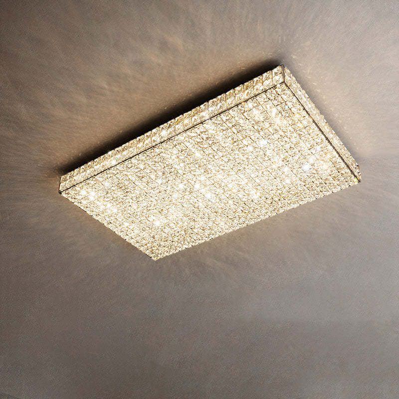 Modern Stainless Steel Crystal Rectangular LED Flush Light