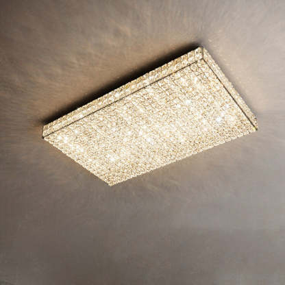 Modern Stainless Steel Crystal Rectangular LED Flush Light