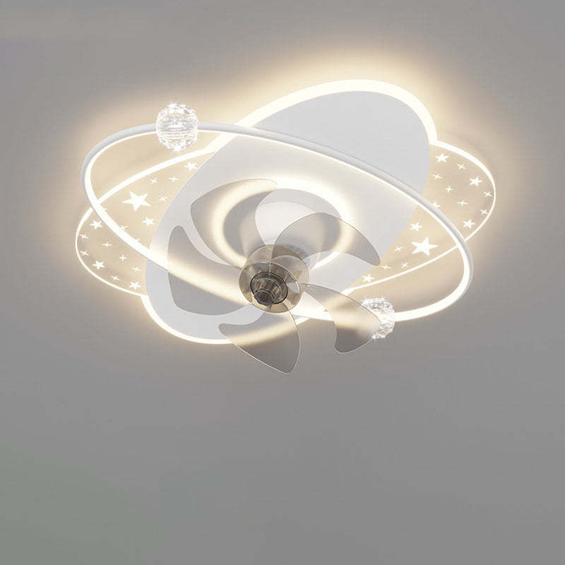Contemporary Iron Acrylic Round LED Semi-Flush Fan Light