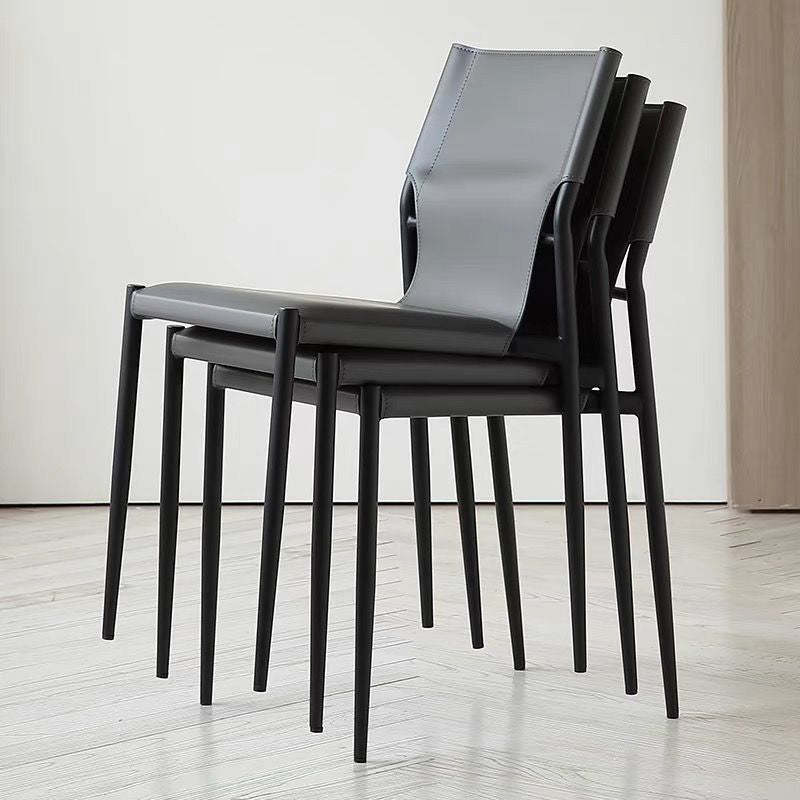 Nordic Leather Steel Stackable Dining Chair