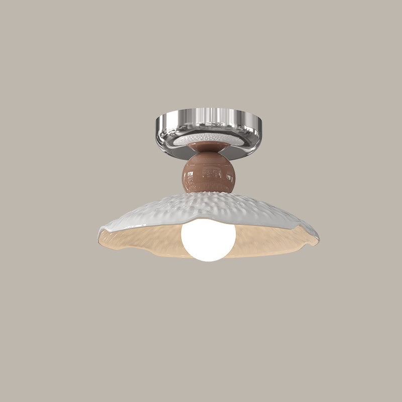 Modern Cream Iron Lace Round 1-Light Ceiling Light — D / Brown / 110V-120V For US/CA