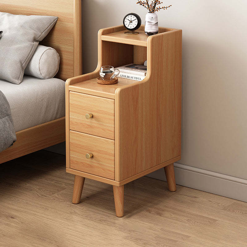 Lighom traditional 2-drawer wood nightstands — 7.87" L x 15.75" W x 24.02" H / Natural Wood