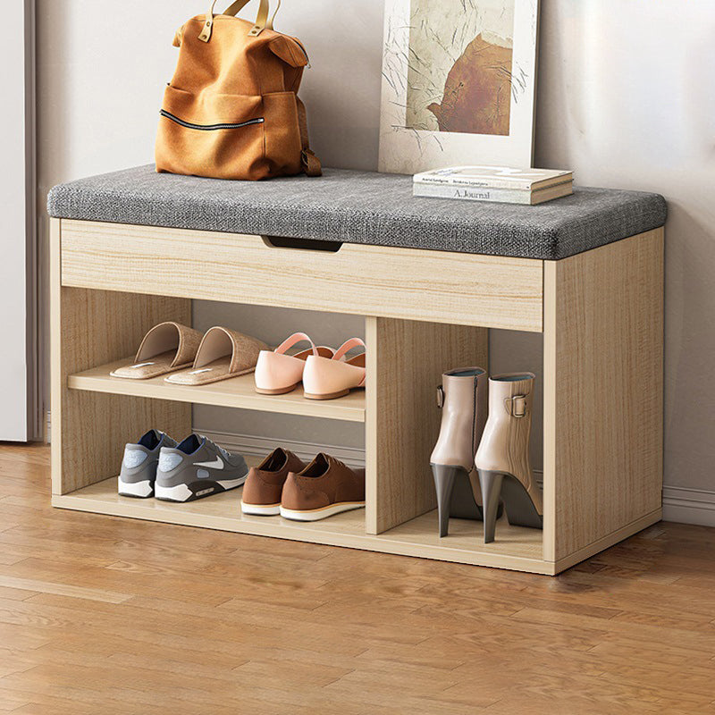 Minimalist Fabric PU Leather Wood 3-Tier Shoe Rack