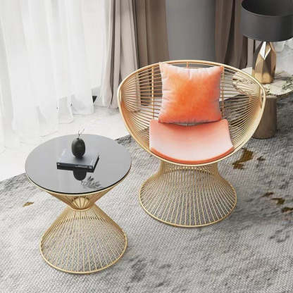 Luxury Oval Curved Upholstered Iron Chair