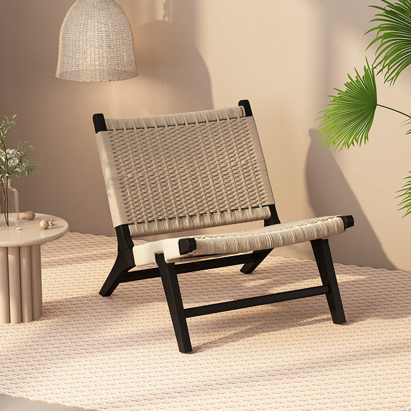 Nordic Woven Wood Rope Accent Chair — Armless / Black