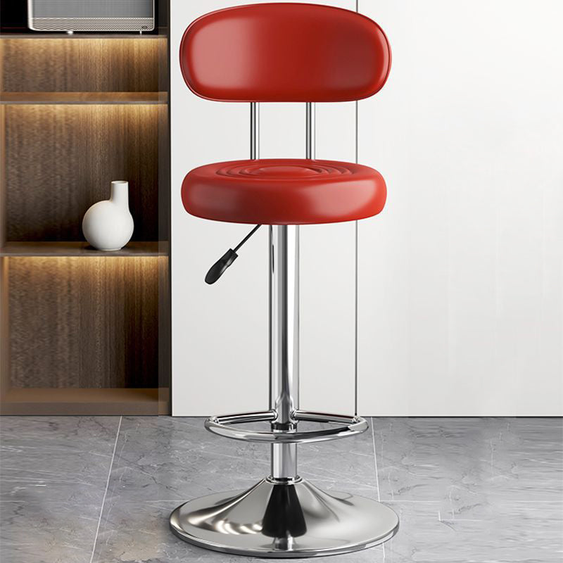 Contemporary Leather Swivel Bar Stool Height Adjustable