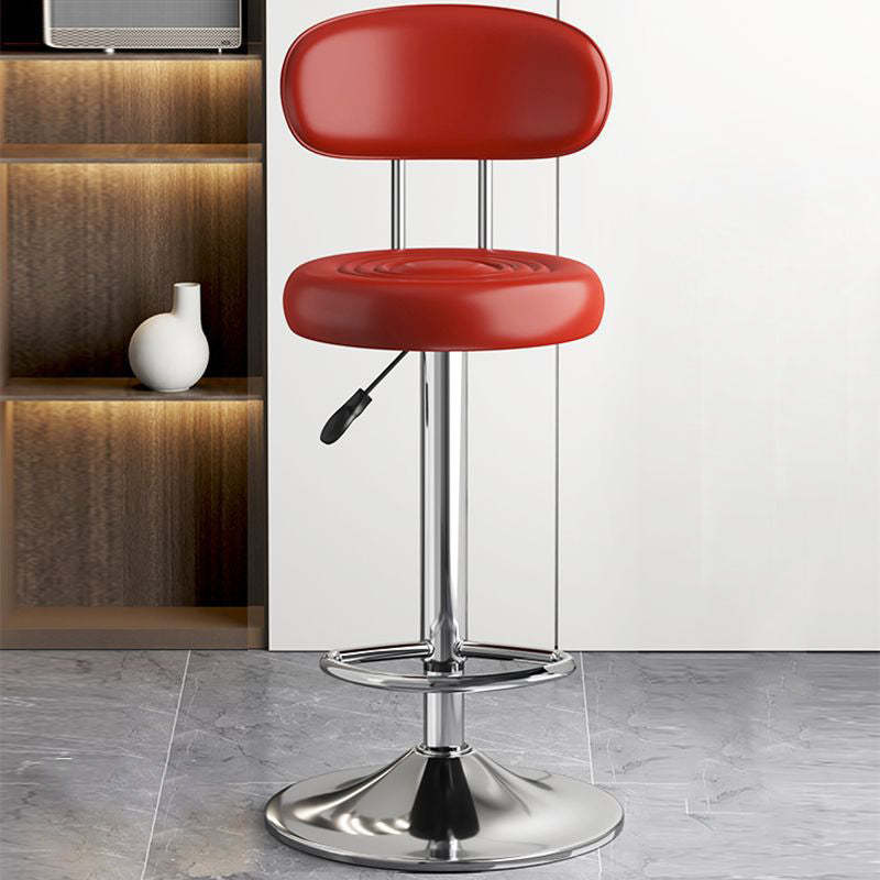 Contemporary Leather Swivel Bar Stool Height Adjustable