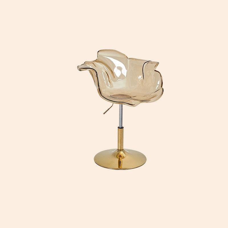 Contemporary Petal Acrylic Liftable Dining Chair — Amber Seat + Black Base