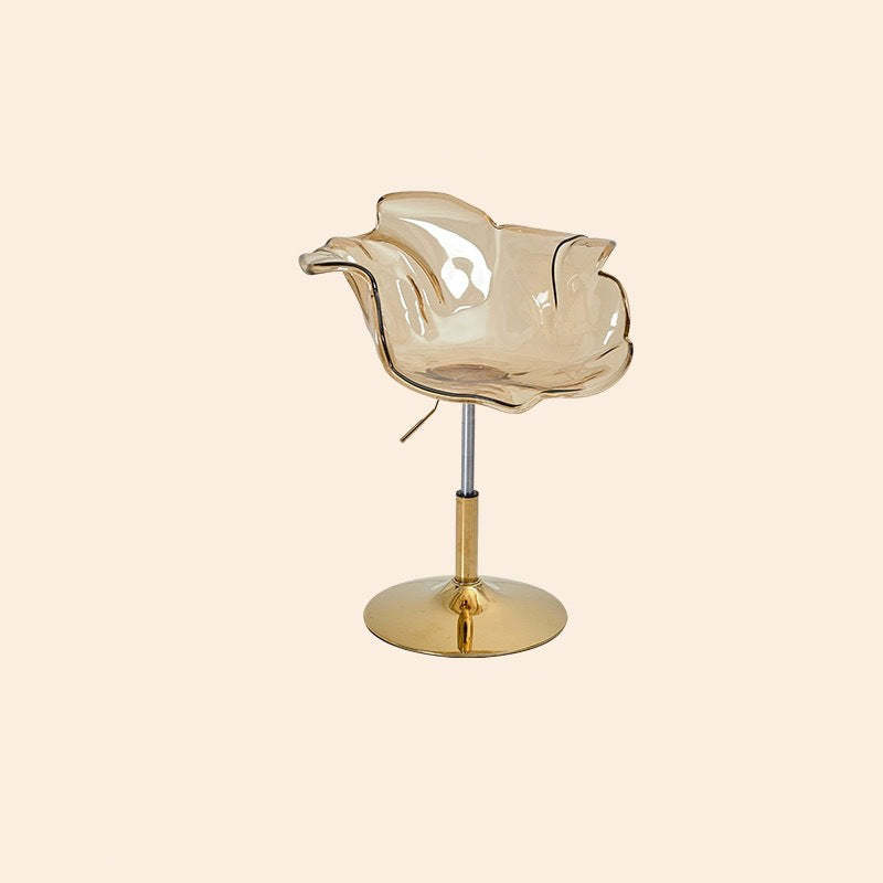 Contemporary Petal Acrylic Liftable Dining Chair — Amber Seat + Black Base