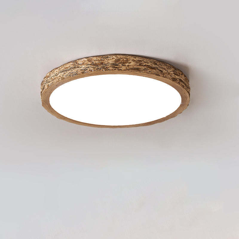 Minimalist Stone Grain Resin Iron LED Flush Mount Light