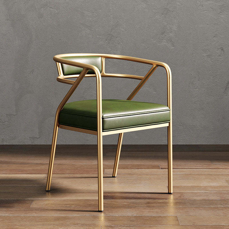Modern Ring Leather Linen Alloy Dining Chair