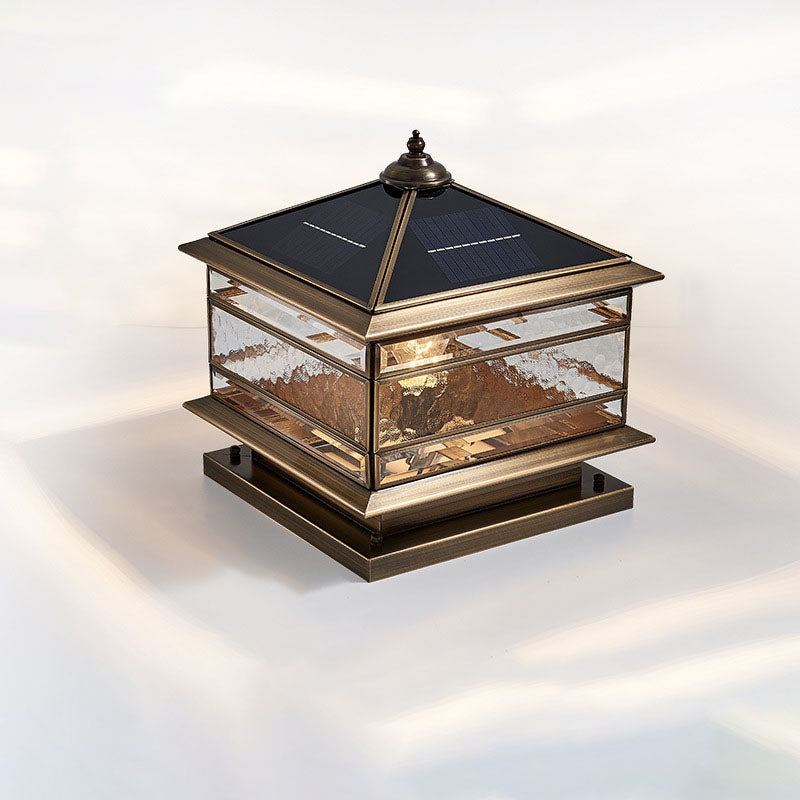 European Brass Glass Square Pillar Landscape Light
