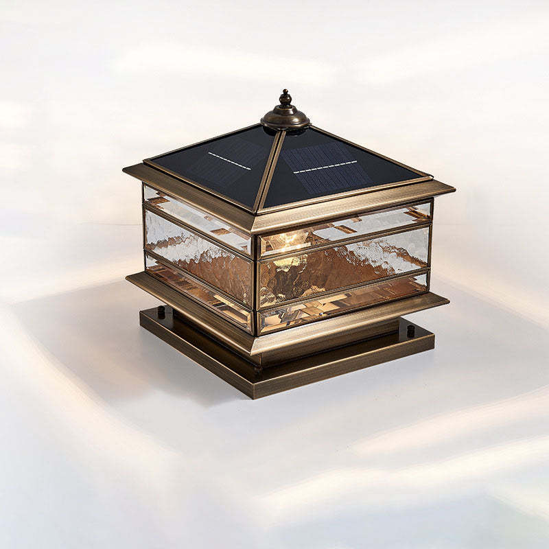 European Brass Glass Square Pillar Landscape Light