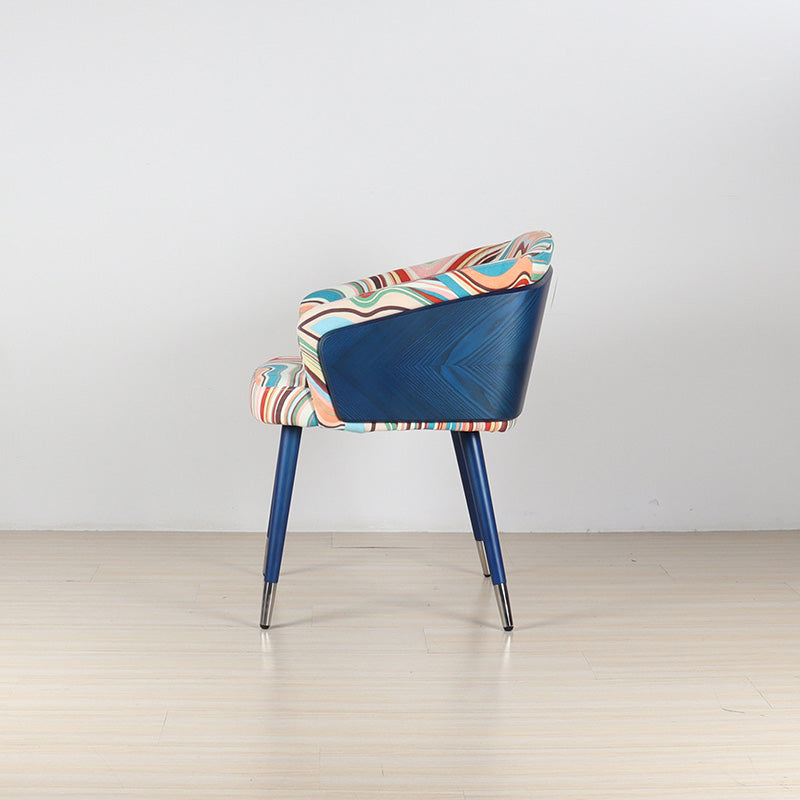 Curved PU Leather Wood Dining Chair