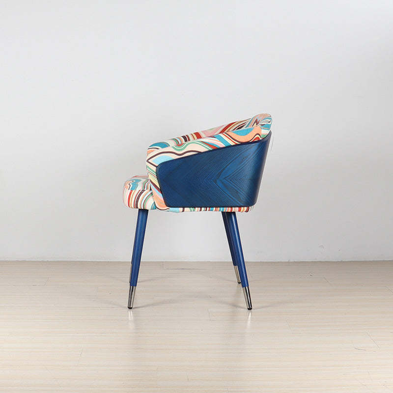 Curved PU Leather Wood Dining Chair