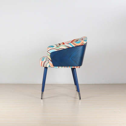 Curved PU Leather Wood Dining Chair