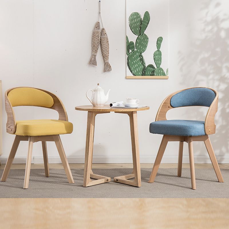 Nordic Fabric Splayed Leg Curved Dining Chair