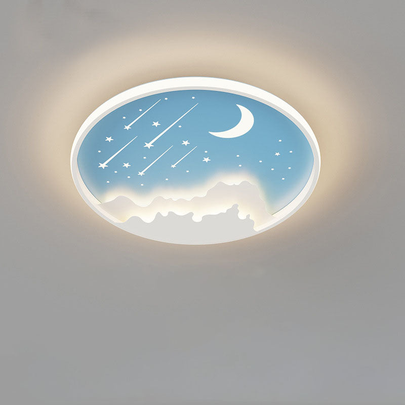 Modern Iron Round Kids LED Flush Mount Light